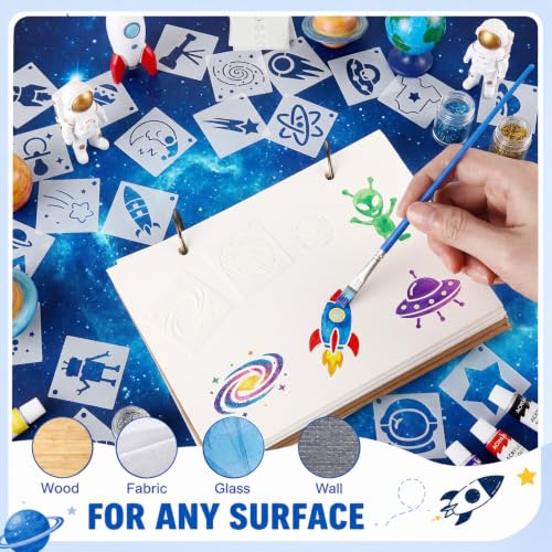 Fainne 100 Pcs 1.5 Inch Space Theme Small Stencils for Crafts - style: Space