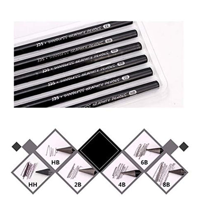 YYMIYU Full Graphite Pencils set 6 Piece.HB/2B/4B/6B/8B/EE (lead pencil) - style: suit