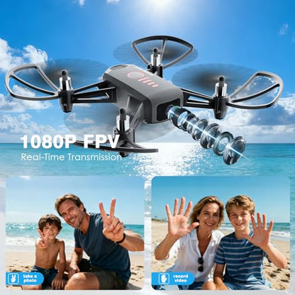 Mini Drone with Camera, Remote Control Drone for Ages 8-12 & Beginner - color: Grey