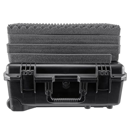 Eylar 22" Intact Premium Series Rolling Carry-On Hard Case with Wheels, IP67 Waterproof Crushproof, TSA Approved Travel Luggage, Customizable Pluck Foam for Cameras, Drones, Gear (Black) - color: Black