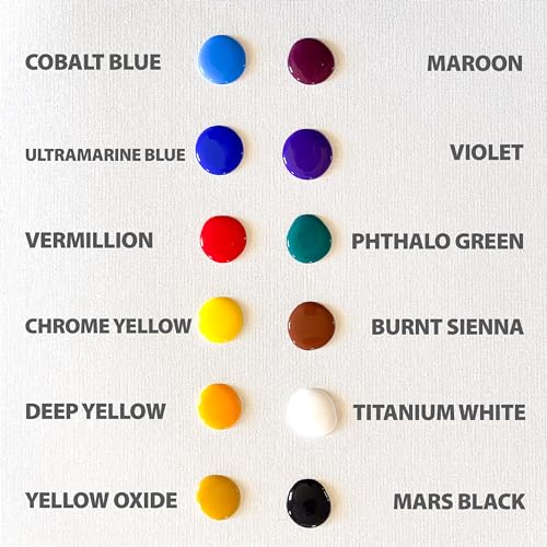 milo Acrylic Paint Set, 12 Primary Colors, 16 oz Bottles, Semi-Gloss - style: Primary Set 12 x 16 oz