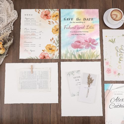 25 Sheets Watercolor Paper 9 x 12 in, 300 GSM, Deckled Edge, Ivory - size: 9 x 12 inch