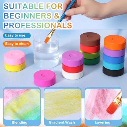 Nuanchu Tempera Paint Cakes 15 Colors Washable Art Supplies, 90 Pcs