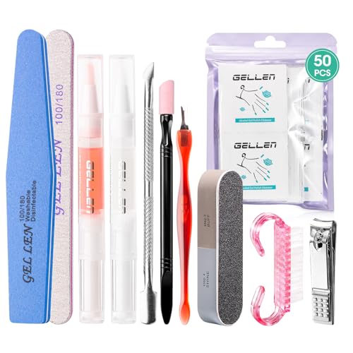 GELLEN Nail Cleanser Pads 50PCS with 10PCS Manicure Tools Kit - size: 50PCS with 10PCS Tools