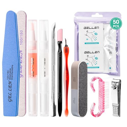 GELLEN Nail Cleanser Pads 50PCS with 10PCS Manicure Tools Kit - size: 50PCS with 10PCS Tools
