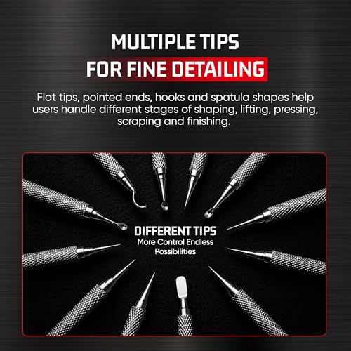 Double Ended Wax Carving Tool Set, Stainless Steel, Textured Grip, 12 Pcs
