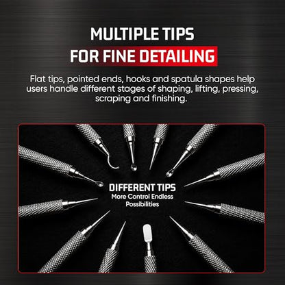 Double Ended Wax Carving Tool Set, Stainless Steel, Textured Grip, 12 Pcs