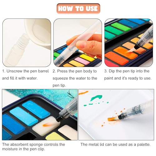 Watercolor Paint Set, Portable Travel Palette for Painting and Sketching