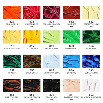 Paul Rubens Oil Paint, 20 Vibrant Colors*50 ml Large Professional Tubes - color: 20 colors*50ml-B