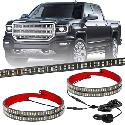 XRIDONSEN 2PCS 30 inch White Grill Strobe Lights 360 LED Truck Lights Strip - color: White