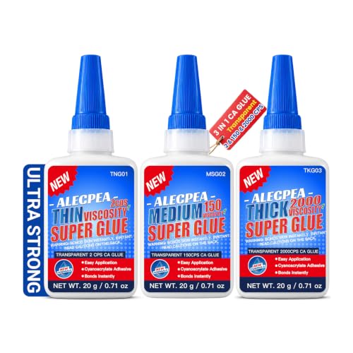 ALECPEA Thin Medium Thick CA Glue, Cyanoacrylate Adhesive, 60g