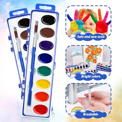 48 Pack Watercolor Paint Set Bulk for Kids, 8 Colors Washable Water Colors