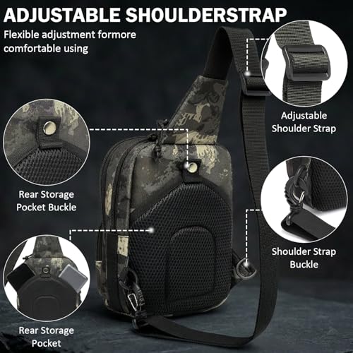 Tactical Sling Bag Backpack, RFID Blocking Crossbody Shoulder Bag for Men - color: Black CM