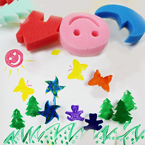 LEOBRO 30pcs Sponges for Painting, Shape Sponge Paint Applicators, Paint Sponges for Crafts, Foam Sponge Stamps, Assorted Pattern
