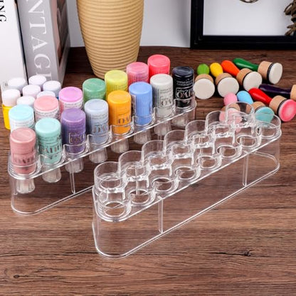 28 Pcs Ink Blending Foam Pads Set, Include 8 Pcs Round Ink Mini Applicator Tools and 18 Pcs Replacement Foam Pads 1 Storage Rack & Box for Drawing Distressing Blending Card Making Stamping Painting