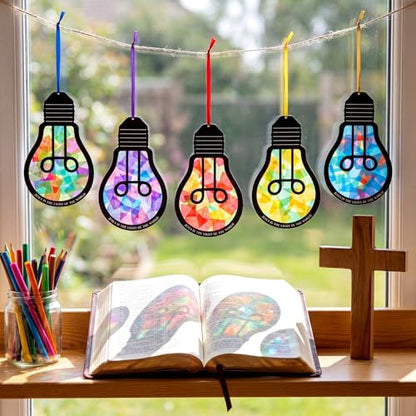Eersida 32 Pcs Vbs Suncatcher Craft Kit Stained Glass DIY - style: VBS