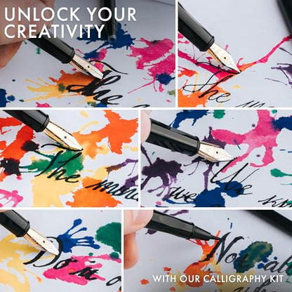 Wordsworth & Black Calligraphy Kit for Beginners, 2 Ink Pens, 5 Nibs, Blue - color: Red and Blue