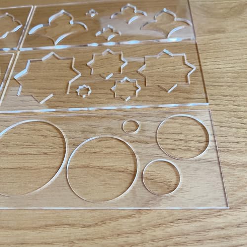 Mandala Art Stencils Set, 6 Clear Acrylic Shapes with 5 Sizes Each, Drawing Templates for Dot Art, Circles, Squares