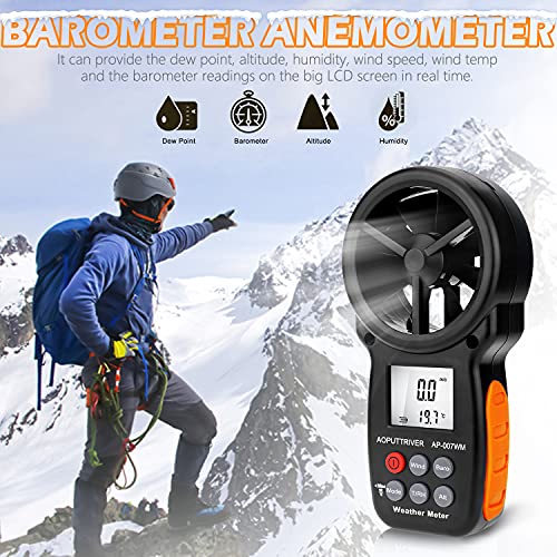 Anemometer,Digital Barometer Air Flow Wind Meter 16-Group Pressure Records - color: AP-007-WM Barometer