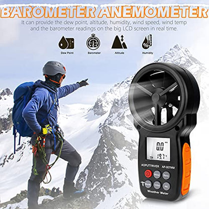 Anemometer,Digital Barometer Air Flow Wind Meter 16-Group Pressure Records - color: AP-007-WM Barometer