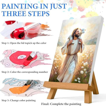 Jesus Paint by Numbers Kit for Adults Framed Canvas 12X16 in, Frameworkless - color: YH02677