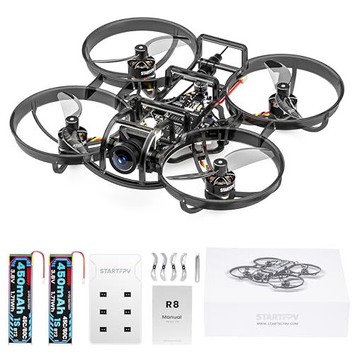 R8 ELRS Whoop Drone-Ultralight 1S 80mm Micro FPV Quadcopter BNF,1:4 Thrust 0802 20000KV Brushless Motors, FOV160°,Matrix G4 5IN1 FC,with 6 Port Battery Charger,2 Batteries for Indoor FPV Freestyle Racing