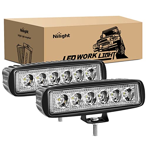 Nilight Led Light Bar 2PCS 18w Spot Driving Fog Light Led Pods Off Road Lights Boat Lights Driving Lights Led Work Light SUV Lamp - color: White Lights Black House