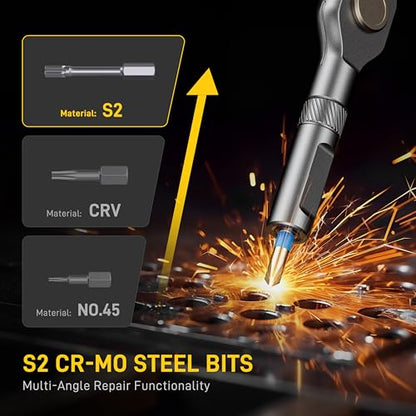 42 in 1 Magnetic Ratchet Screwdriver Set, T Handle Ratchet Screwdriver Kit - color: Light Grey, size: 42 PCS