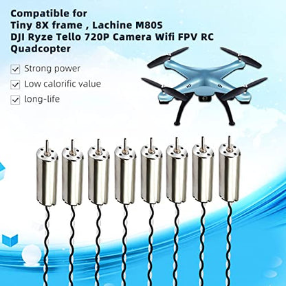 8Pack 8520 8.5x20mm 3.7V 53000RPM Coreless Mini DC Brushed Motors
