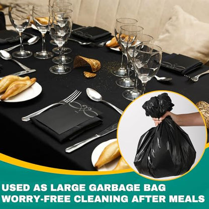 RowinsyDD 50 Pack Black Plastic Tablecloth, Plastic Table Cloths Disposable - color: Black