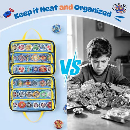 CURMIO Empty Battling Tops Organizer Case, Portable Gyro Toy Storage Bag - color: Navy-white