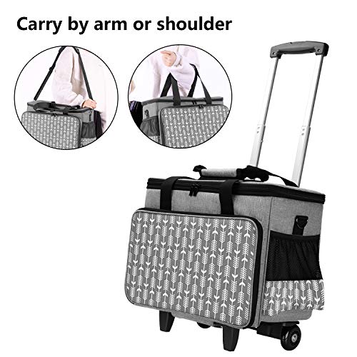 Yarwo Upgraded Rolling Craft Bag with Detachable Trolley and Multi-Pockets - color: Gray with Arrow