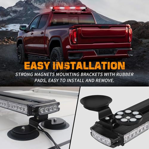 XRIDONSEN 28.4" 80 LED Roof Emergency Lights Red White Strobe Light Bar - color: Red/White/Red/White