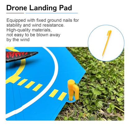 Drone Landing Pad Portable Foldable with Night Vision,20in Double-Sided Waterproof Helipad for DJI Mavic 3/Mini 4K/Air 3S/Neo/Flip/Avata 2 RC Drones Helicopter, Drone Landing Pad Accessories - color: 20in-blue