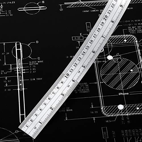 EBOOT Stainless 2 Pack Steel Ruler 12 Inch Metal Rule Kit with Conversion Table - color: Silver, style: 12 Inch, 12 Inch Style