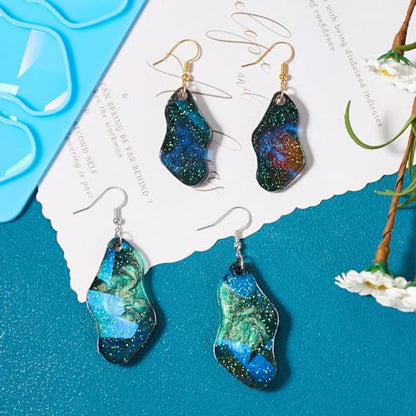 Elecrelive Geometry Earring Silicone Molds Jewelry Casting Molds Resin Pendant Casting Mould with Ear Hooks for Women DIY Craft Pendants Necklace Key Chains - color: Blue