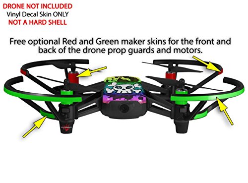 Skin Decal Wrap 2 Pack Compatible with DJI Ryze Tello Cartoon Skull Rainbow Drone NOT Included