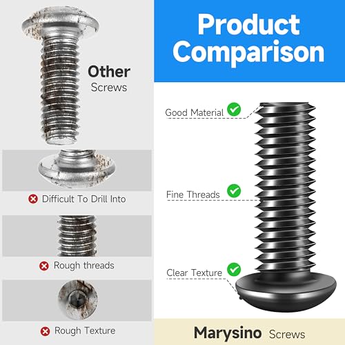 1/4-20 Socket Cap Screws, 1/4 x 1" Stainless Steel 304, Black Oxide, 80 Pieces (20 Sets) - size: 1/4" x 1"
