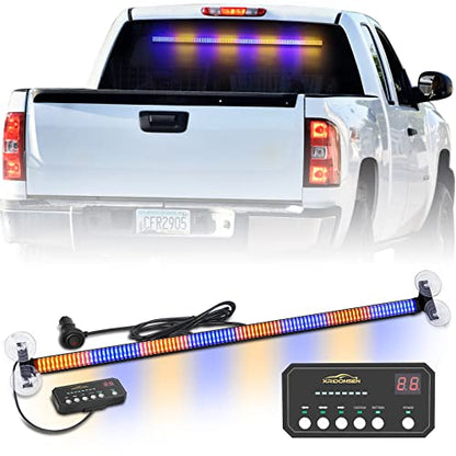 XRIDONSEN 35 inch Traffic Advisor Light Bar 144 LED Strobe Lights - color: Amber/Blue