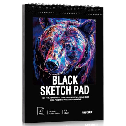 Black Sketch Pad 7.6 × 10 in, 30 Sheets, Spiral Bound Black Sketchbook - size: 7.6×10 Inch (1 pack)