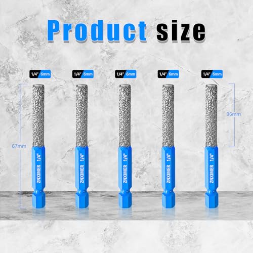 Tile Drill Bits, 5pcs 1/4" Diamond Drill Bits for Ceramic Glass Porcelain Marble Granite, with Versatile Drilling and Milling - size: 5PCS - (1/4")