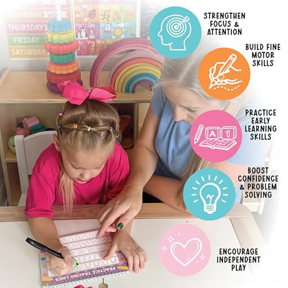 4 Grooved Writing Books for Kids 3-8 Large Reusable PreK Tracing Workbooks