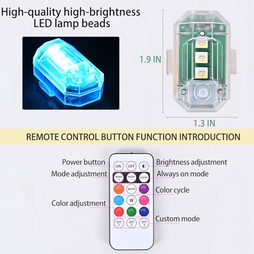 4PCS Wireless LED Strobe Lights with Remote Control 8-Color Warning Lights - color: 8 color - 4pcs