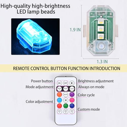 4PCS Wireless LED Strobe Lights with Remote Control 8-Color Warning Lights - color: 8 color - 4pcs