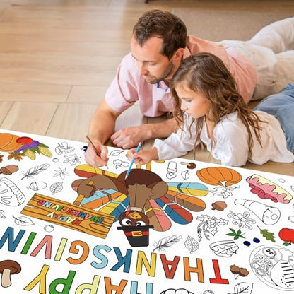 Thanksgiving Coloring Paper Tablecloth, 30 x 72 Inch - color: Thanksgiving