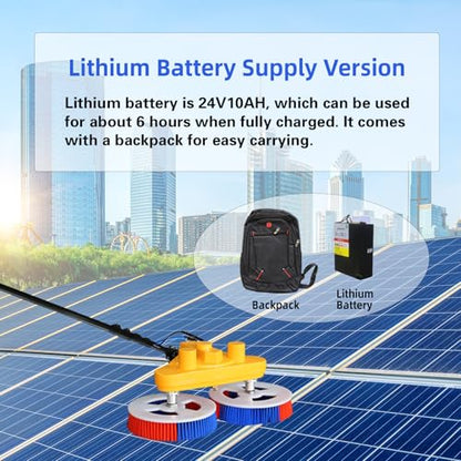 Solar Panel Cleaning Brush, 24 FT Telescopic Water Fed Pole Brush, Window Cleaning Brush and Pole, Window Cleaning Kit, Automatic Solar Panel Brush, with Lithium Battery - color: 24ft-battery