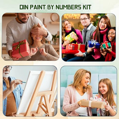ICYANART 4 Pack Beach Paint by Numbers Kit for Adult Beach with Frame Easel - color: Beach 02