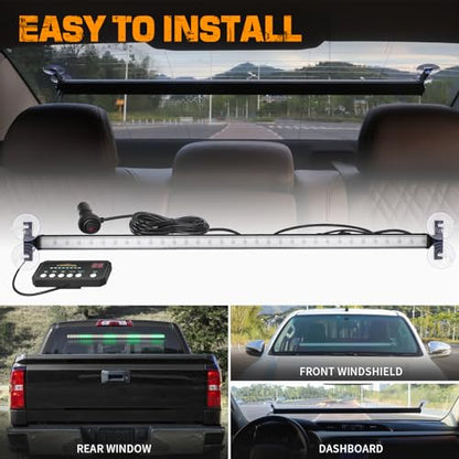 XRIDONSEN 35 Inch Traffic Advisor Light Bar Green White Emergency Lights - color: Green/White