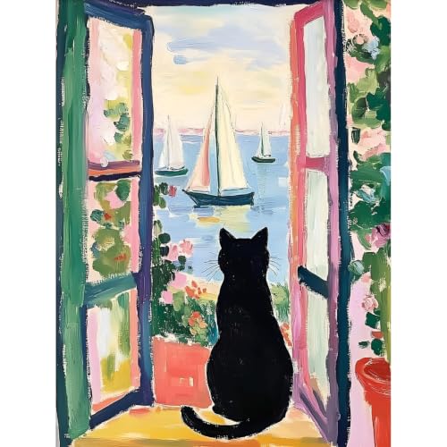 Black Cat Diamond Art Kits for Adults Diamond Painting Kit for Beginner - color: DP04356