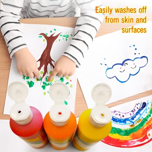 EXTRIC Washable Paint for Kids 6 PK x 8oz Bottles Tempera Finger Paints